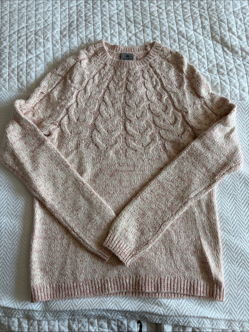 Women's Cable Crewneck Sweater in Blush - Classic Knit